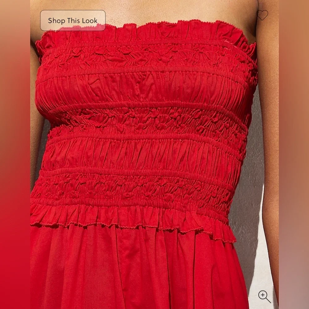 J. Crew Red Strapless Midi Dress - Picture 3 of 8